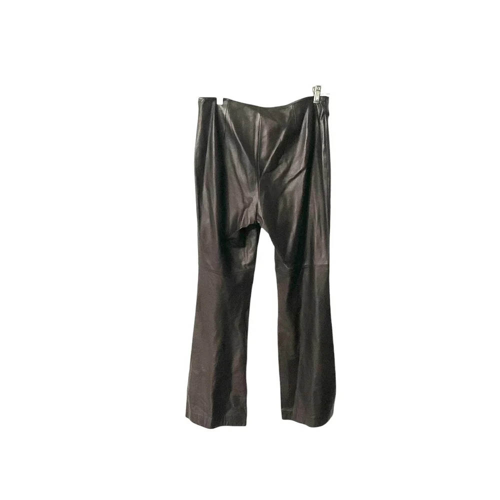 Ann‎ Taylor Petite Leather Pants Dark Brown Straight Leg Size 10P